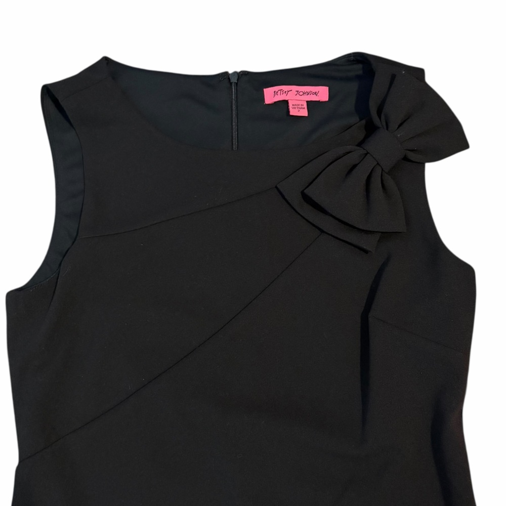 Betsey Johnson Dress Sheath Sleeveless Bow Accent Black 2 - Picture 7 of 8